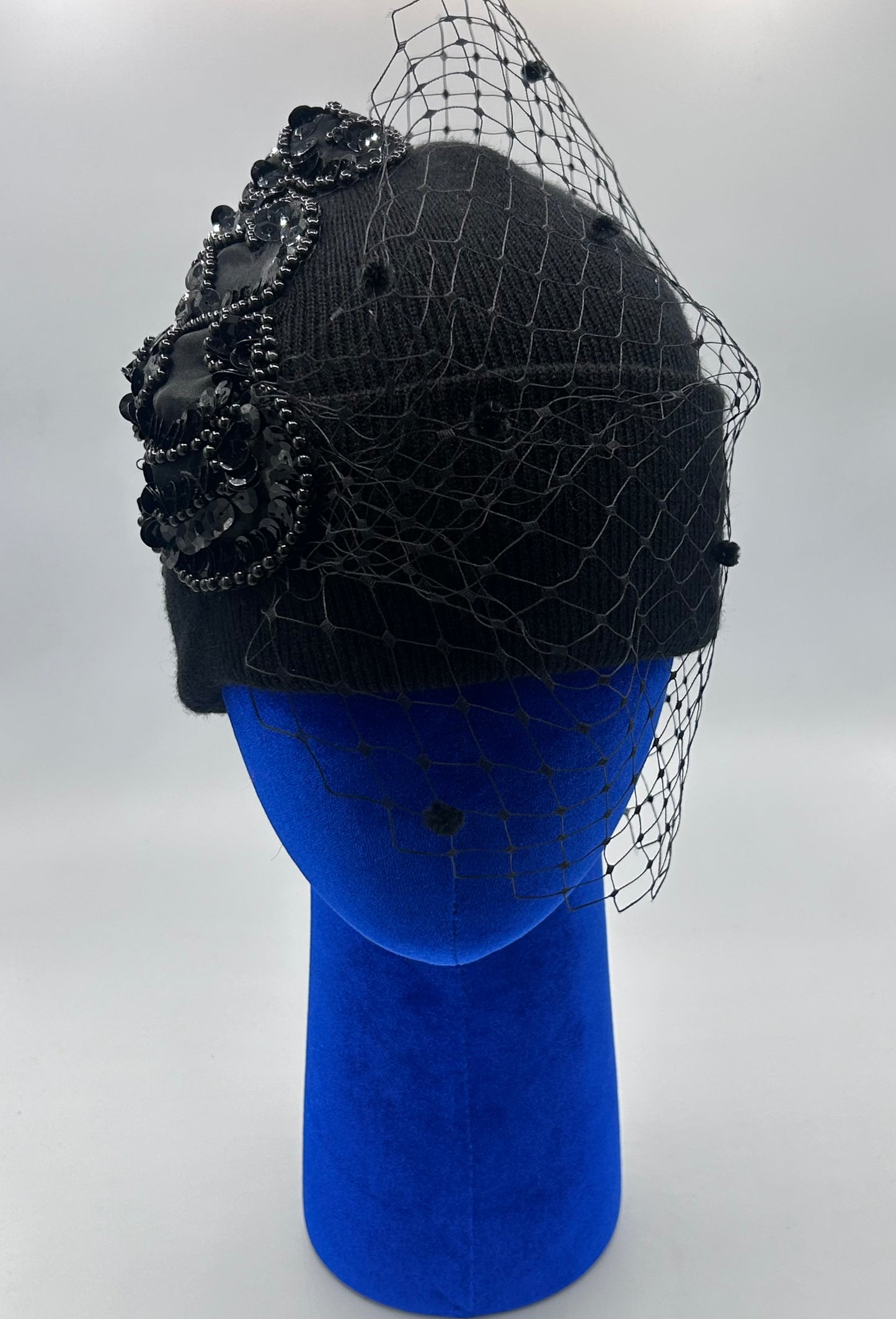 Black sequin beanie